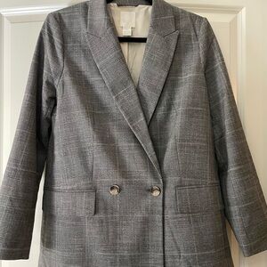 H&M Classic Gray Checkered Blazer